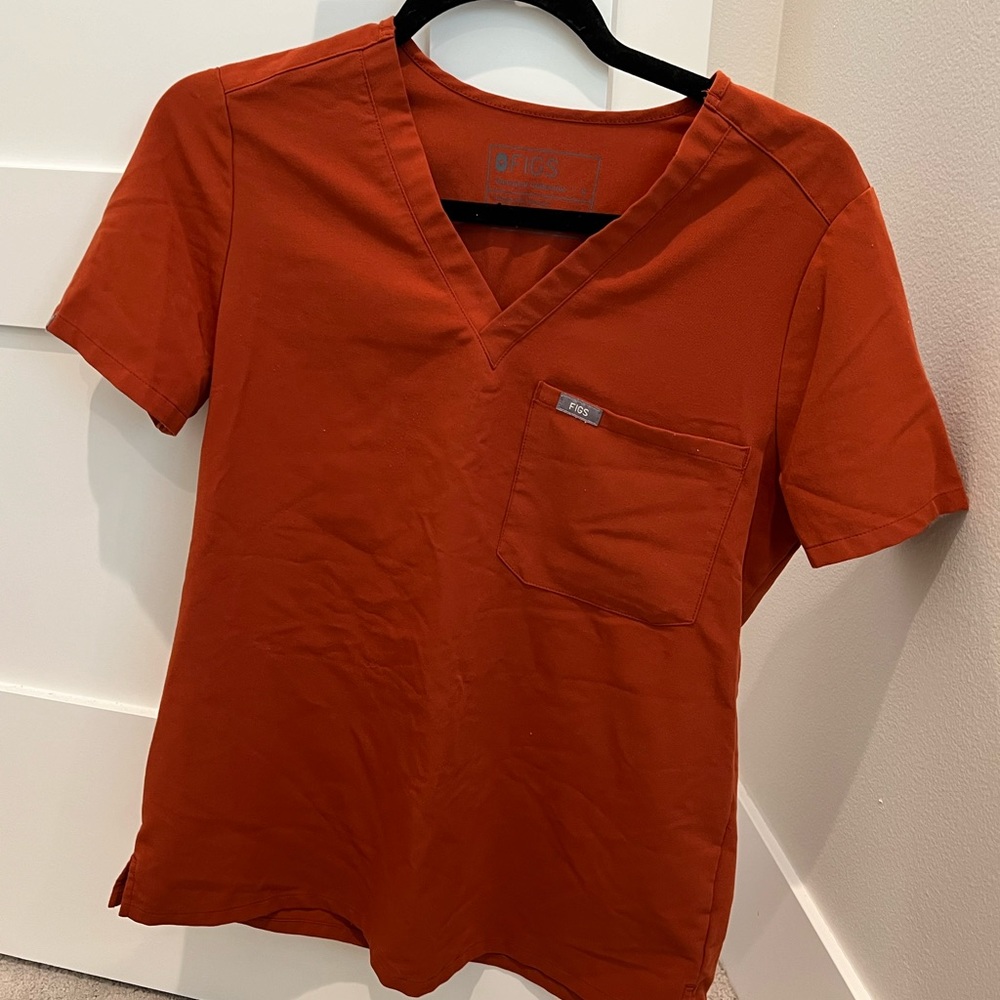 Burnt orange figs scrubs top and bottoms small petite